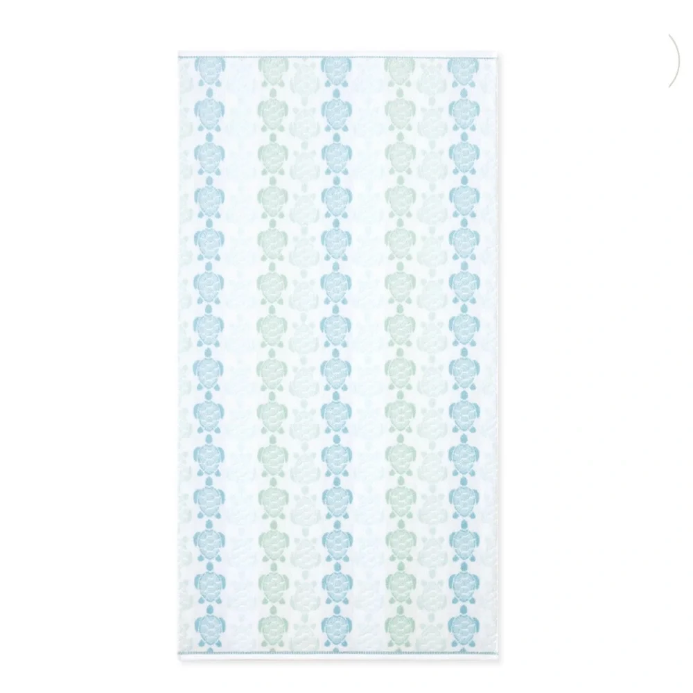 4pc CARO HOME 100% Cotton Tortuga Tile Bath Towel Set - Green/Blue